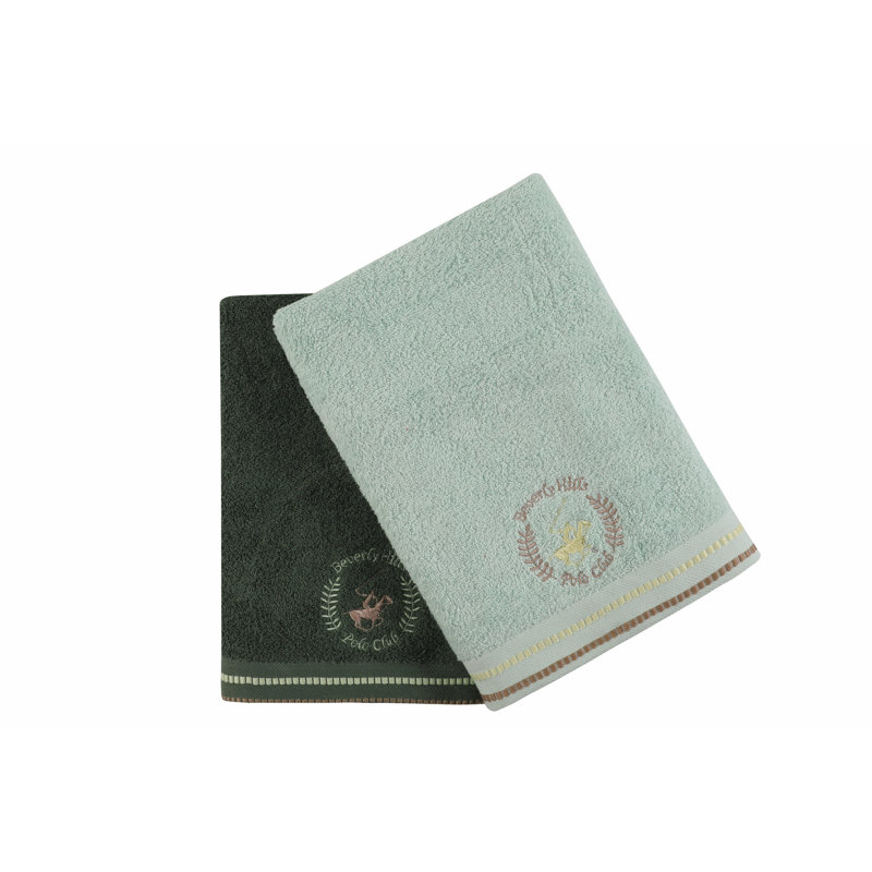 Ensemble de 2 serviettes de bain 100% coton, Kaki clair / kaki