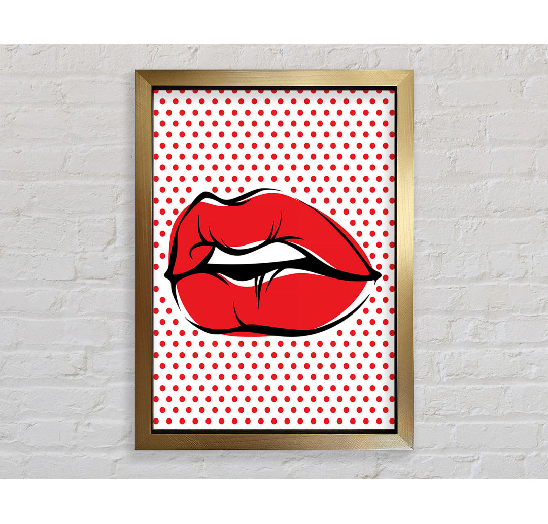 Red Lips on Pokerdots - Einzelne Bilderrahmen Kunstdrucke