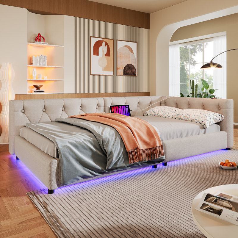 Bed, European Single (90 x 200 cm), Beige