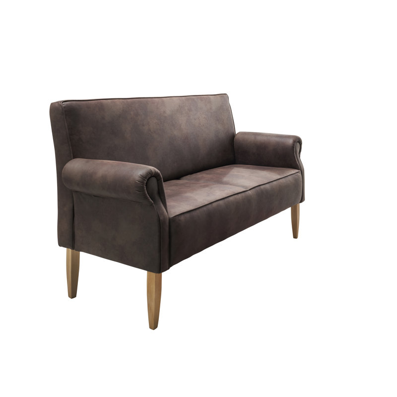 Andrew Upholstered Bench, Beige, Dark Brown