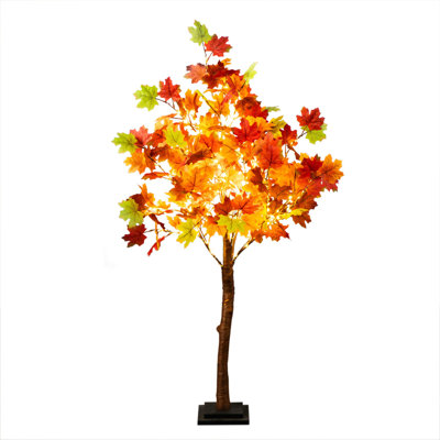 4 pi. Arbre d'automne artificiel pré-éclairé avec 180 lumières DEL blanc chaud