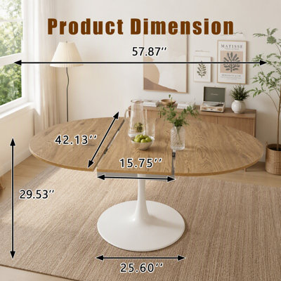 Table de salle à manger ronde extensible pour 4 à 6 personnes