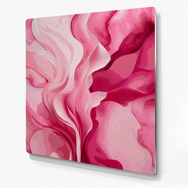 Aquarelle abstraite, art mural en métal rose 42, H 12 po x l 12 po