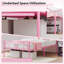 Structure de lit simple en métal, sommier plateforme avec tête et pied de lit, rangement sous le lit, support en lattes d'acier robuste, rose-1409374743