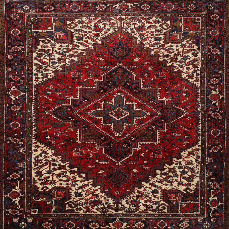 Tapis orange/rouge/brun traditionnel, Rond 7 pi