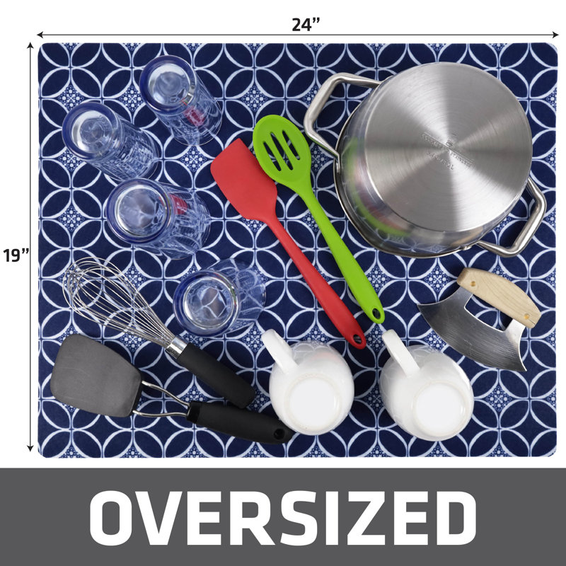 Indigo Blue Low-Profile Super Absorbent Dish Drying Mat 19" x 24"