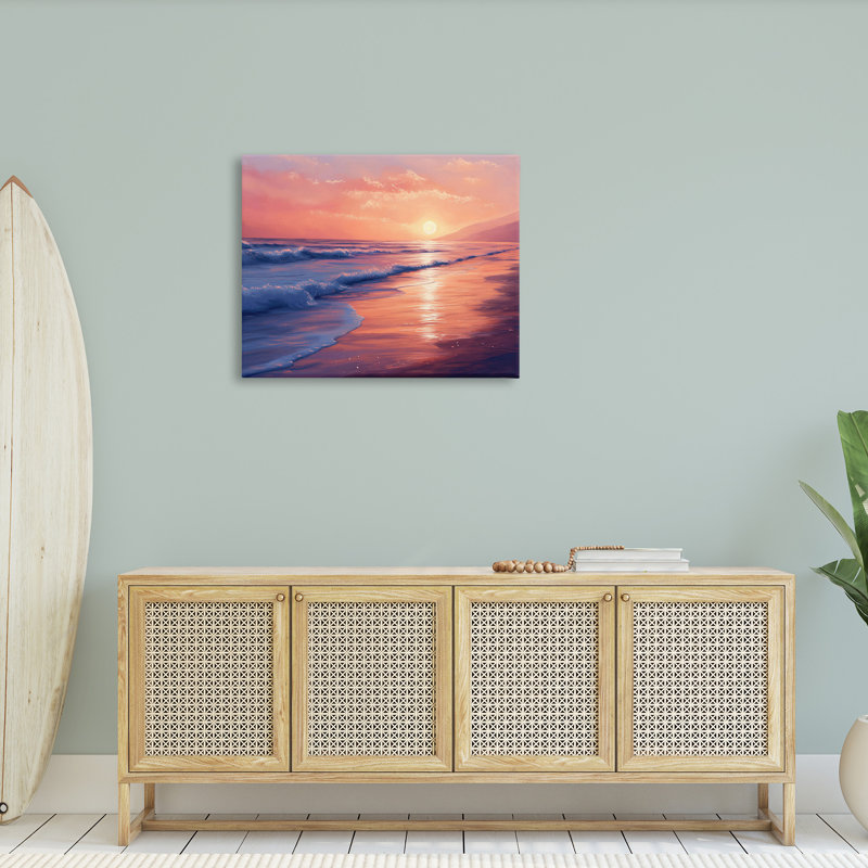 " Sunset Over Beach Waves " by Imagine It Images, 30" H x 40" W