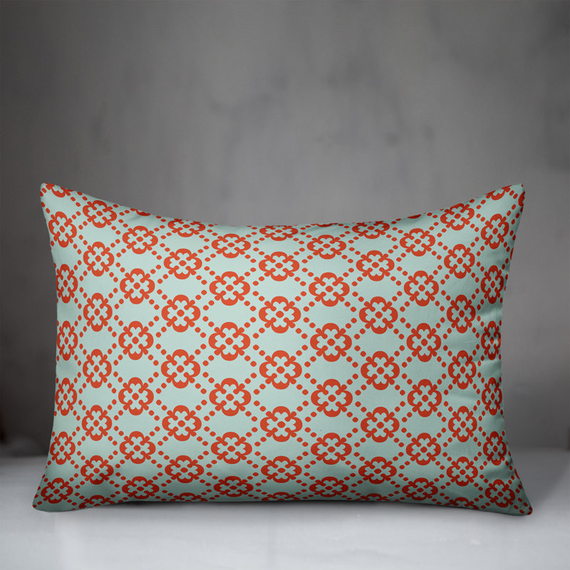 Geometric Reversible Throw Pillow, Red/Sky Blue
