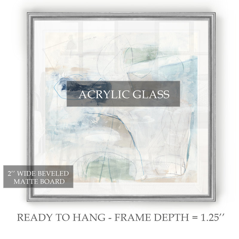 Pebble Coast I - reproduction d'art sur toile, H 30,5 po x l 30,5 po x P 1,5 po, Cadre argenté