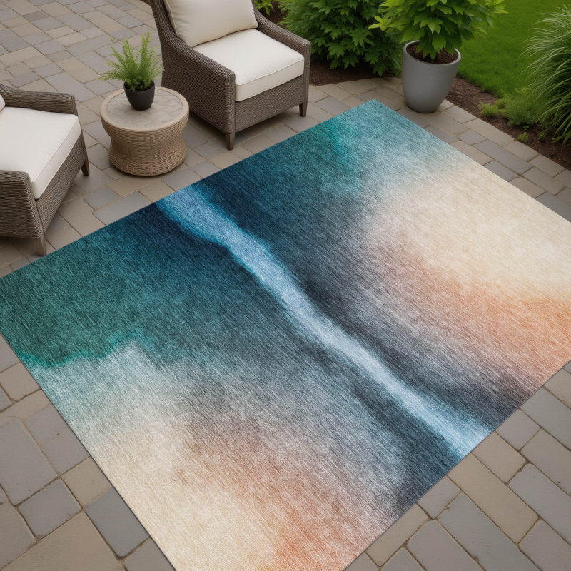 Machine Washable Indoor/Outdoor Lockway ACN2419 Abstract Rug, Rectangle 10' x 14'