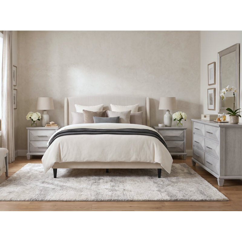 Clarence Contemporary 4 Pieces Bedroom Set, Full, 4 Pcs: Bed, Dresser, 2 Nightstands