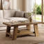 Table basse de style campagnard 47,2 po avec rangement, table centrale rustique en bois à 2 niveaux pour le salon ou le bureau personnel-1962028741