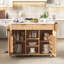Îlot de cuisine cannelé de 52 po avec abattant, prise de courant, chariot de rangement de cuisine avec tablettes réglables, 2 portes et 2 tiroirs, table d'îlot roulant avec plateau en faux marbre pour la cuisine, naturel-121163791