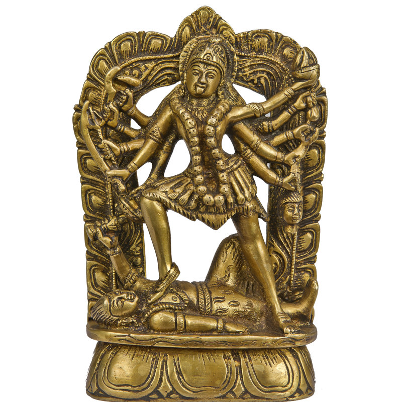 Statue La beauté de Dashabhuja Kali, Brun laiton