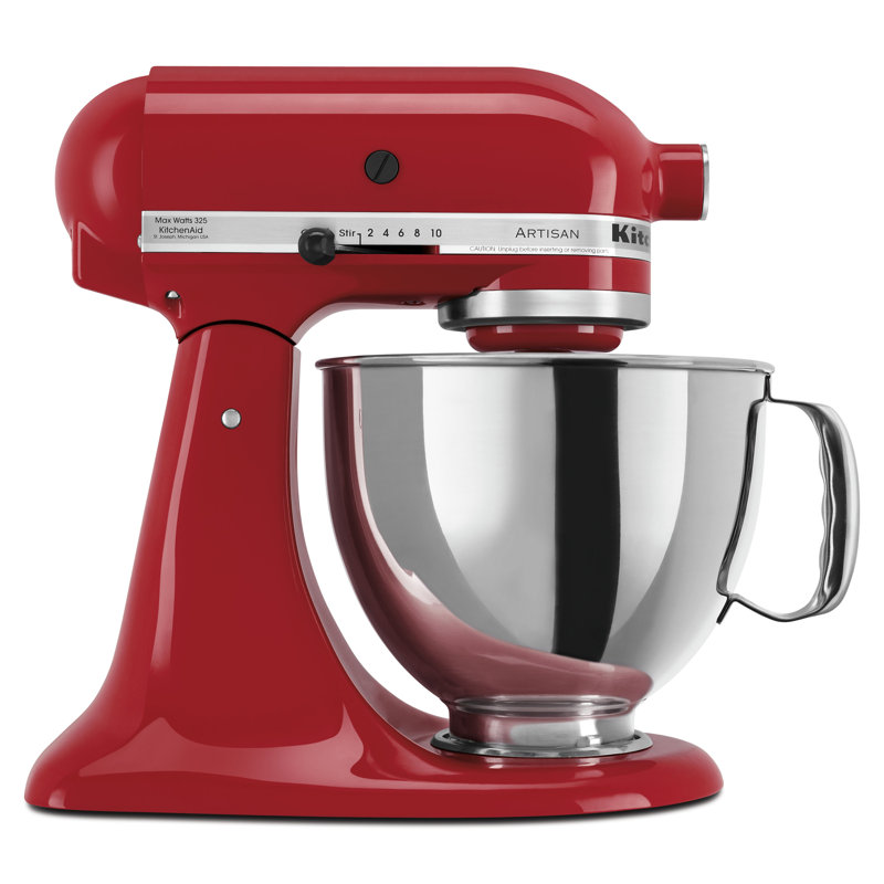 Value Bundle Artisan Series 5 Quart Tilt-Head Stand Mixer with additional 3 Quart bowl, Empire Red