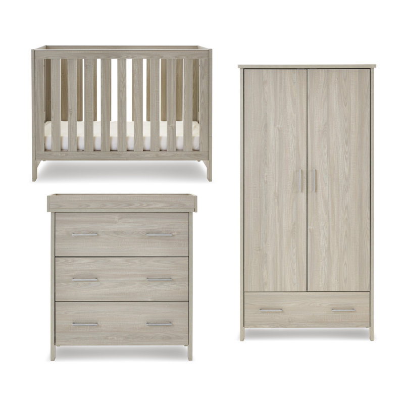 Nika Mini 3 Piece Nursery Furniture Set, Grey