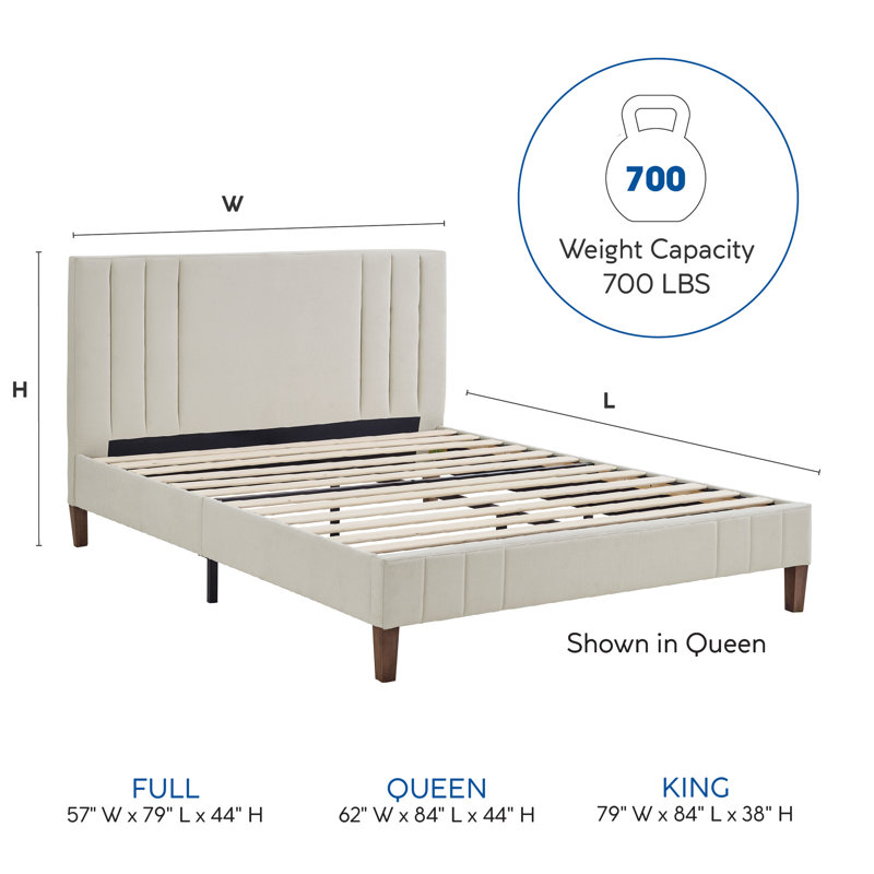 Moniz Upholstered Platform Bed, Taupe, King