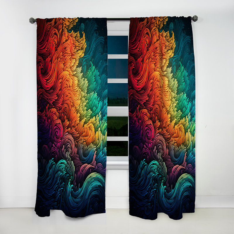 Canova - rideau en velours moderne - obscurcissant - 1 panneau Rainbow Colored Waves II, L 52 po x L 84 po