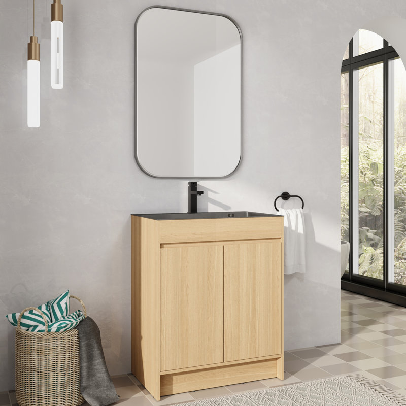 Meuble-lavabo simple 28 po avec plateau en acier inoxydable