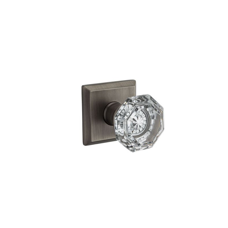 Ellipse Passage Door Knob with Contemporary Round Rose, Matte Antique Nickel