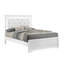 Lit simple, design Blaze, blanc, style moderne, tête de lit tapissier, éclairage à DEL, structure en bois, gris acier ou revêtement blanc avec tissu