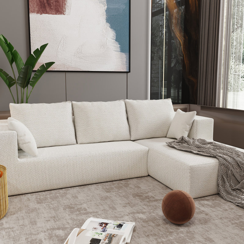 Lit modulaire à quatre places avec mousse à mémoire de forme haute densité, tissu en lin beige, options de rangement multiples et coussins en mousse confortables, lin doux, structure pour divers