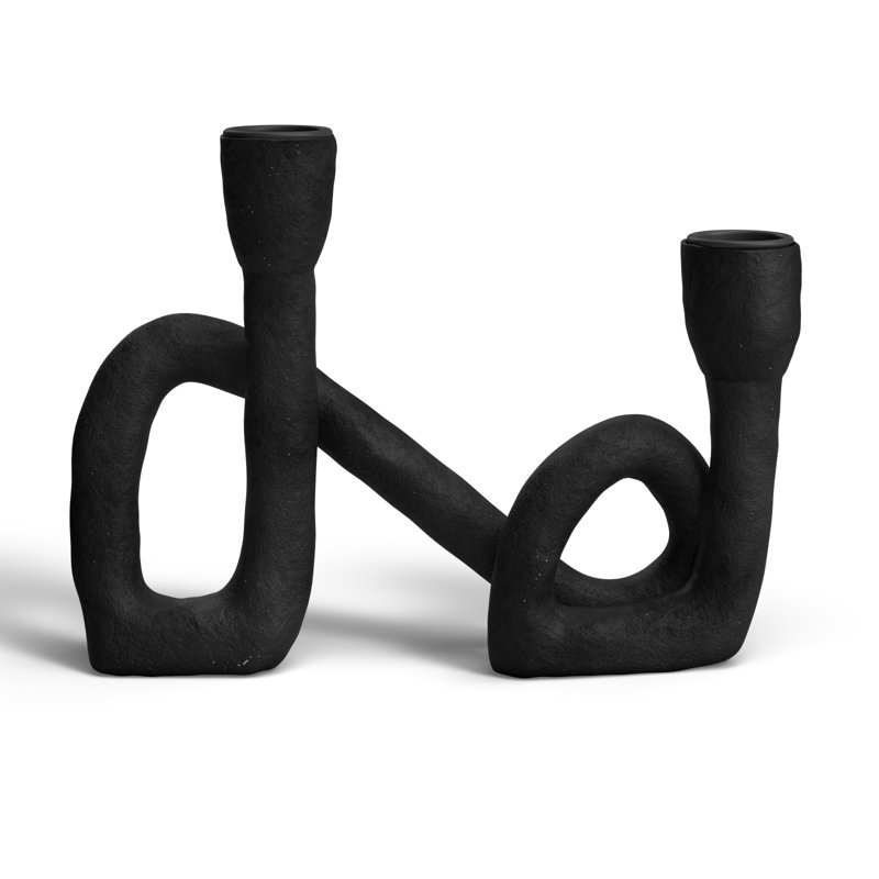 6.5'' H Polyresin Tabletop Candlestick, Black
