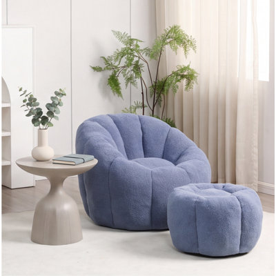Fauteuil à billes en fausse fourrure avec dossier ergonomique et accoudoirs