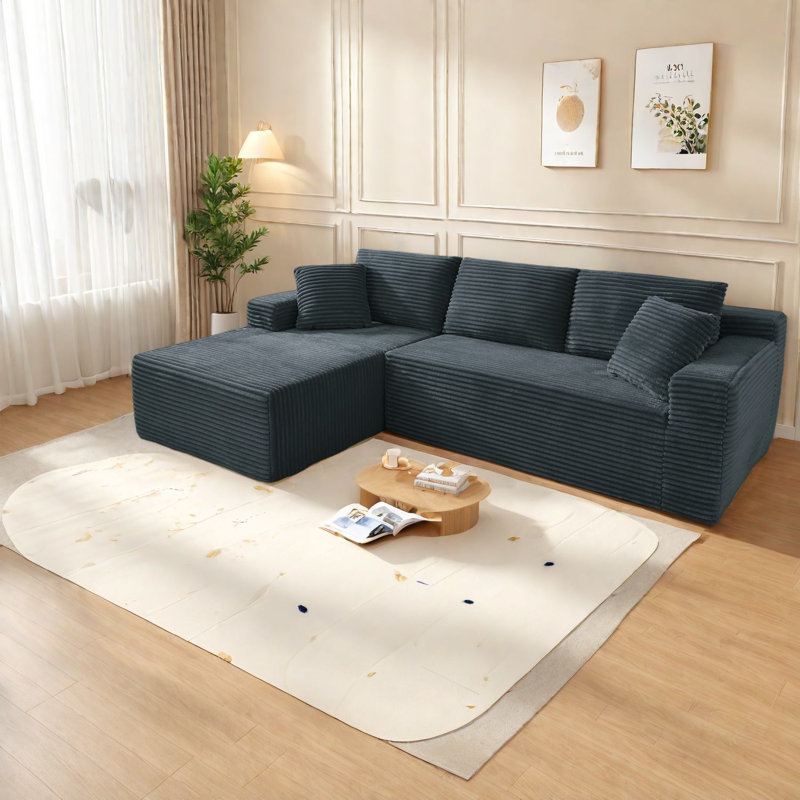 Canapé modulaire multifonctionnel en tissu velours côtelé, sans assemblage, pour le salon