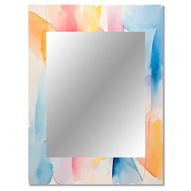Explosion d'encre géométrique de couleur pastel III - miroir géométrique, miroir mural moderne unique, impression d'art en métal