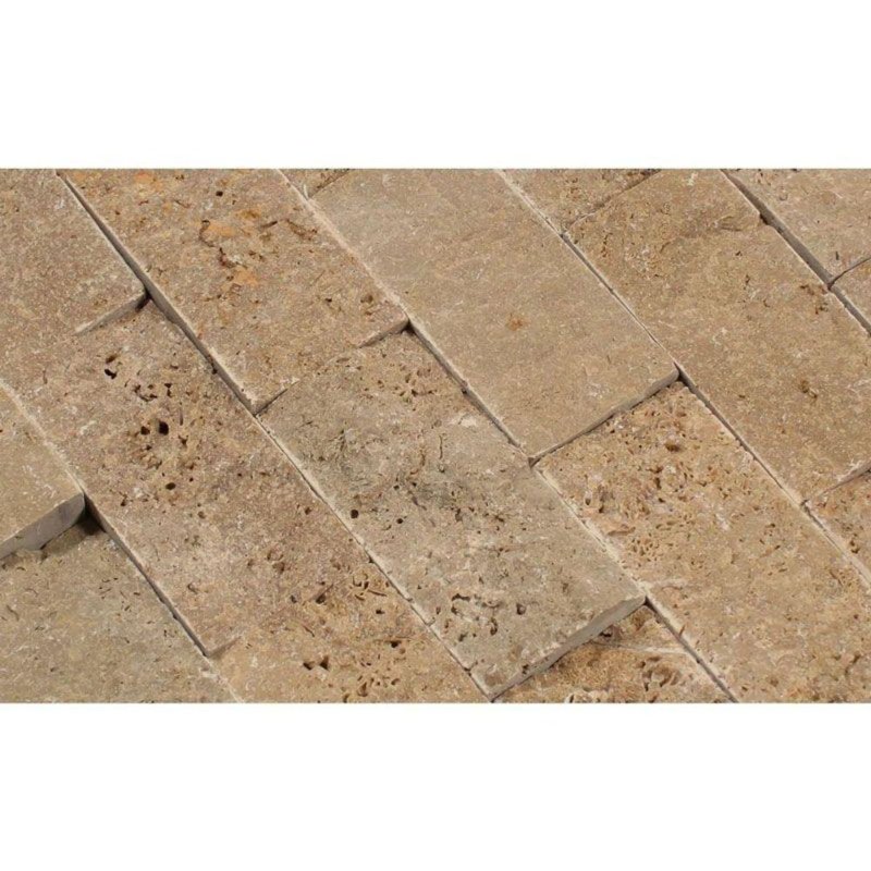 2" x 4" Travertine Brick Joint Mosaic Wall & Floor Tile, Brown