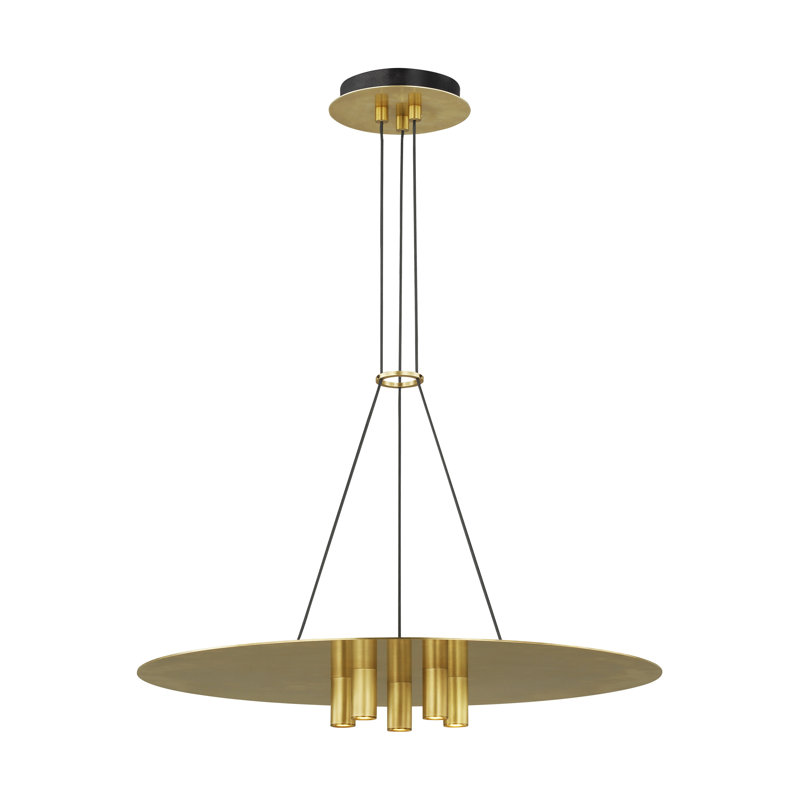 Ponte 5 - Light LED Pendant, Natural Brass
