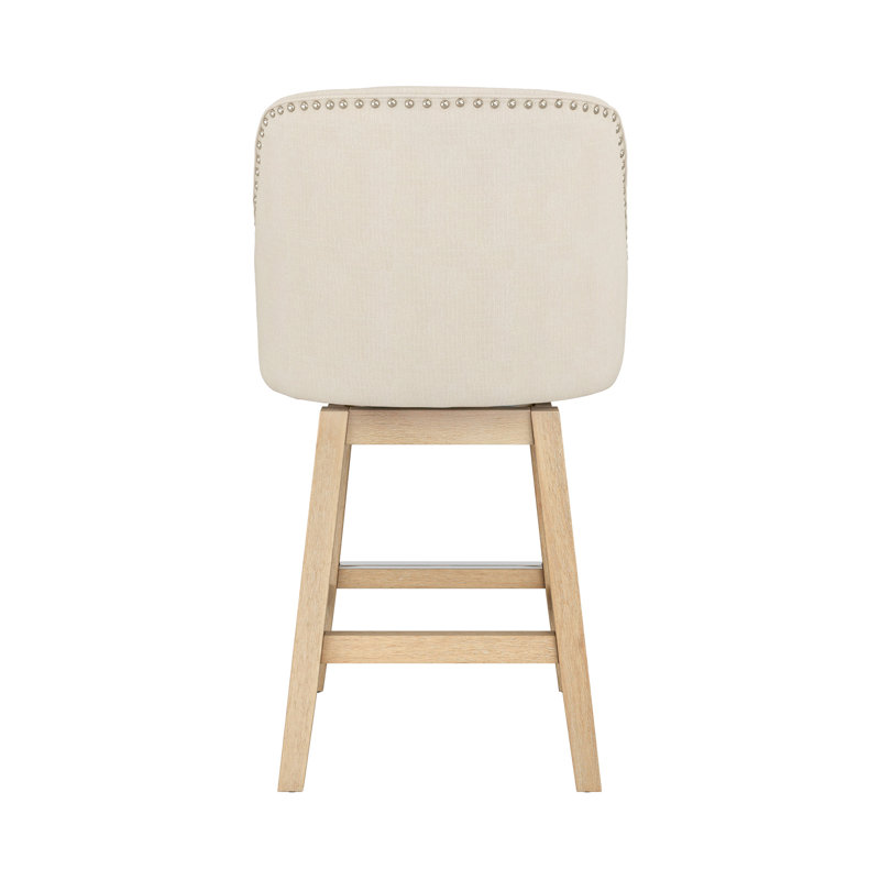 Tabouret de bar rembourré Chela, Linen Seat/Brown Frame