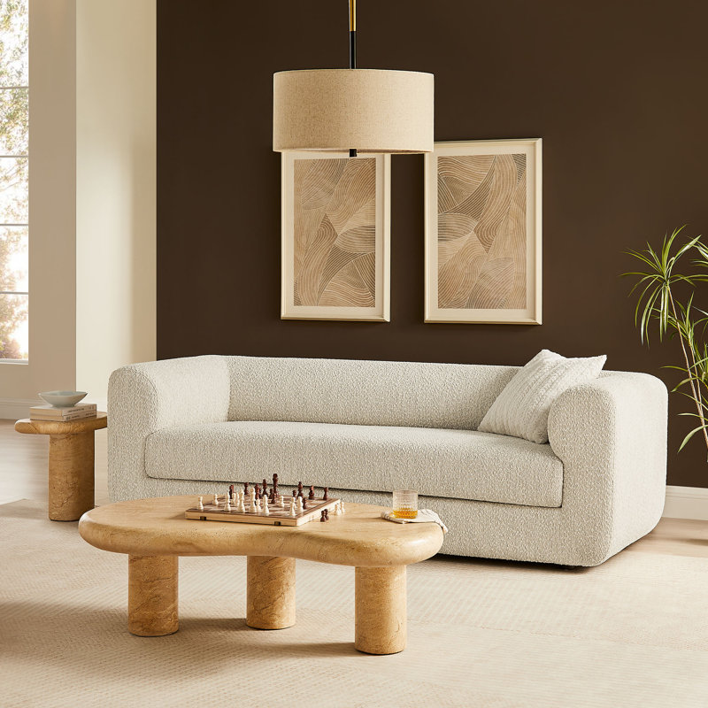 Leif 89" Boucle Upholstered Sofa, Pearl