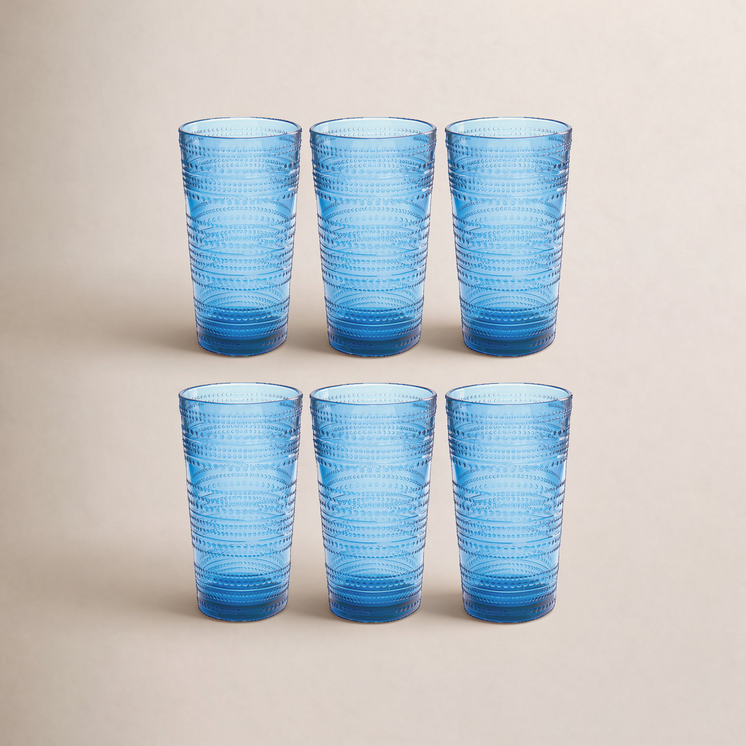 Chaplin Ribbed Drinking Glass, Blue, 16oz.