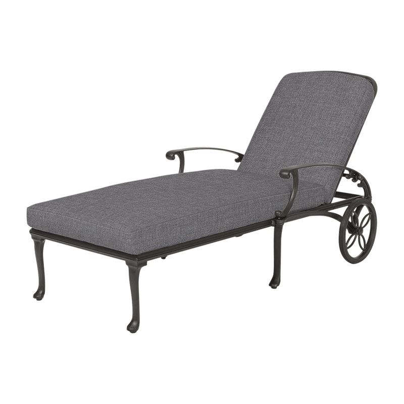 Michigan Outdoor Chaise Lounge, Cast Slate Sunbrella® Plainweave, Vintage
