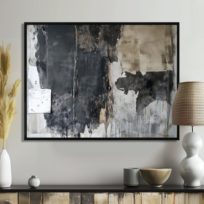 Grey Black Abstract Wall Art, Slab Collage Canvas, Clarkvale