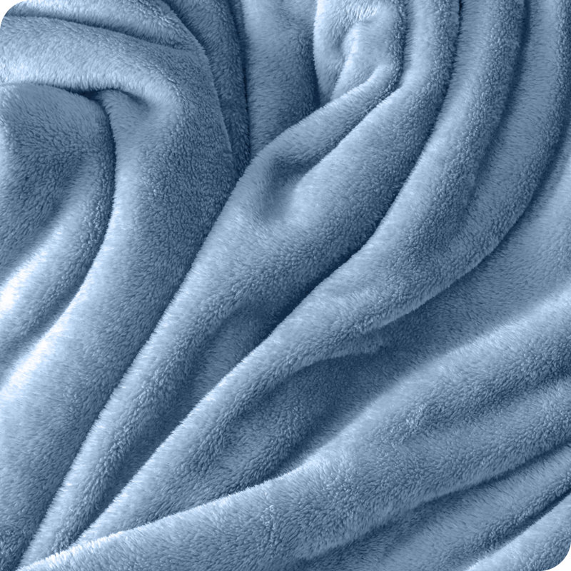 Coronet Blue Full/Queen Luxurious Fleece & Wool Blend Blanket