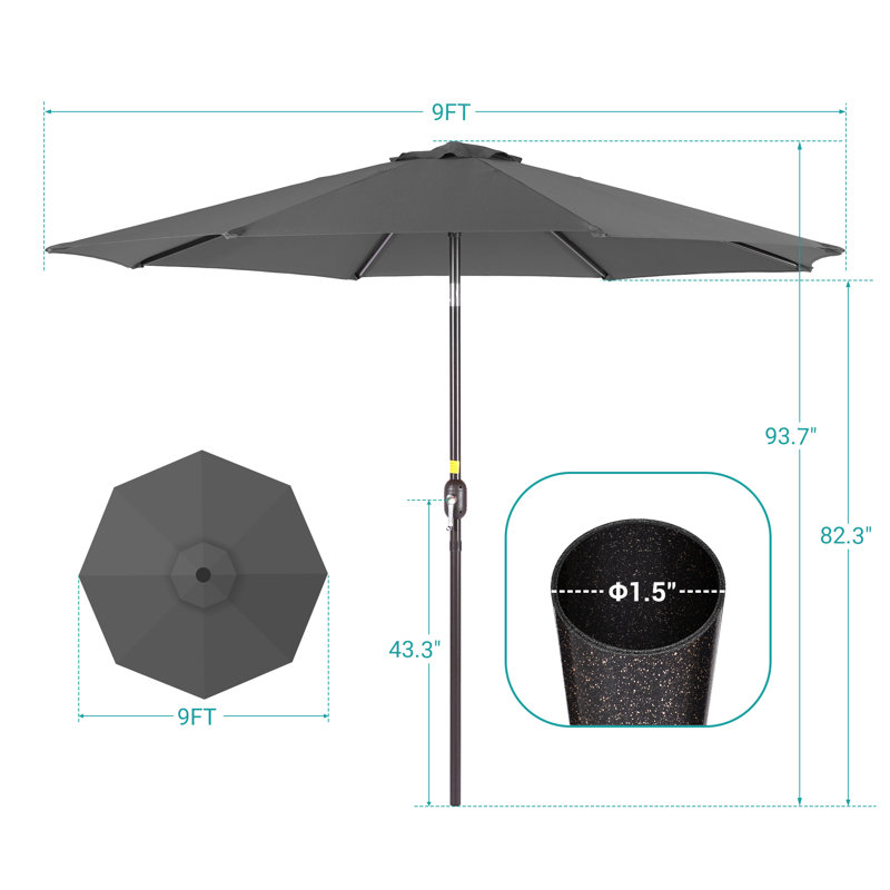 Parasol de terrasse 9 pi, Anthracite