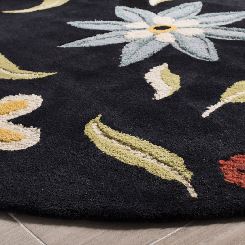 Emrick Hand Hooked Wool Floral Rug, Rectangle 2'6" x 4'
