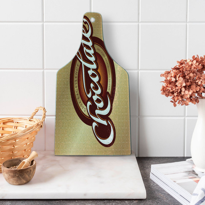 Chocolate Brown Tempered Glass Cutting Board with Handle