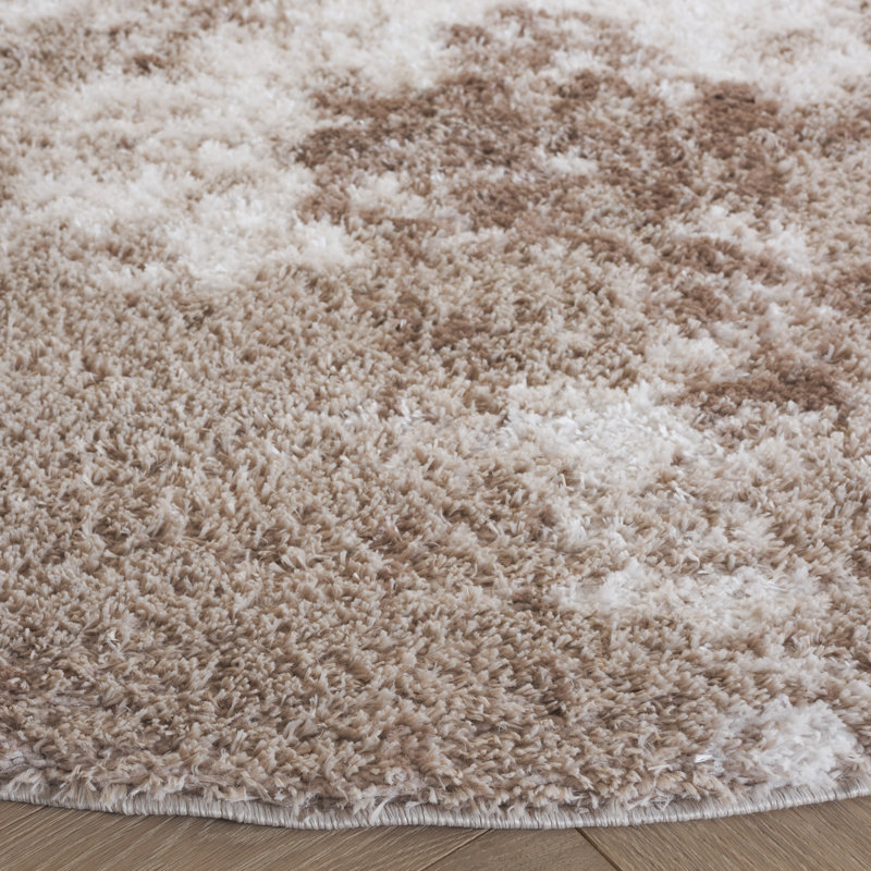 Tapis abstrait à poils longs Naftali Penelope, Rond 6 pi 7 po