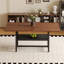 Table de salle à manger rectangulaire de 71 pouces avec plateforme de rangement, panneau de fibres à densité moyenne noyer et acier noir mat, 6 places, style campagne moderne-131256460
