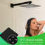 Douche de salle de bain avec pomme de pluie de 10 pouces et robinet mural, robinet haut, système de style contemporain noir mat manuel, têtes carrées complètes, fonctionnement manuel, moderne-131262963