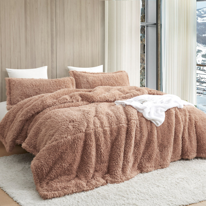 Caribou Brown Faux Fur Oversized King Comforter Set