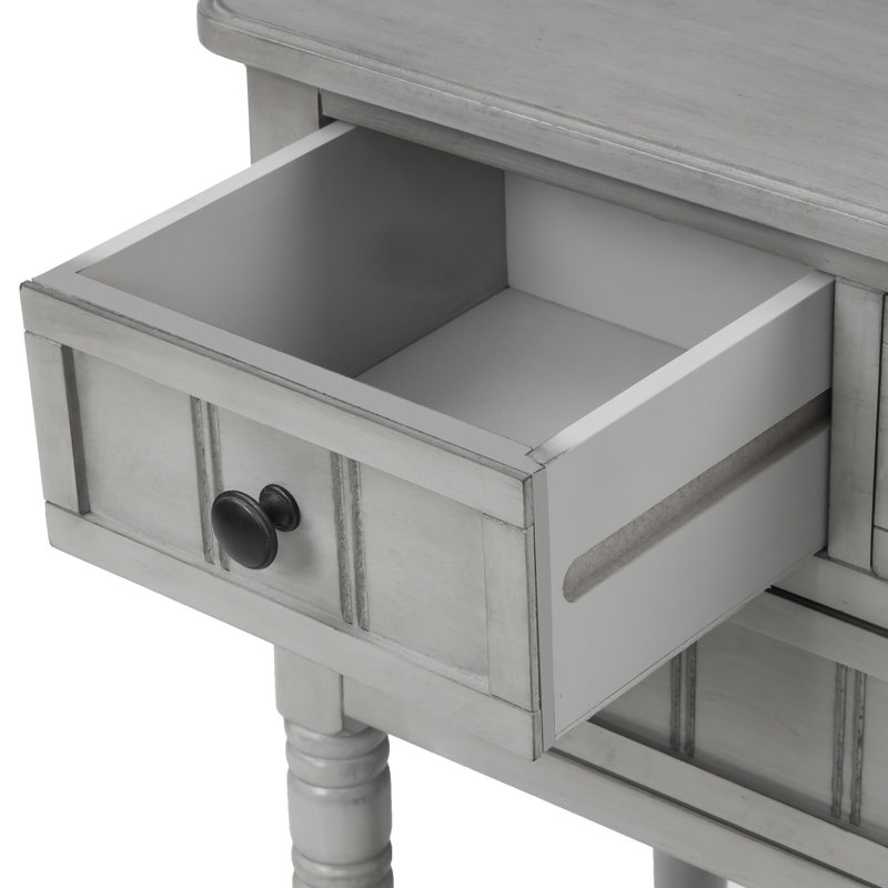 Console Weinman moderne avec 3 tiroirs et tablette inférieure, Gris délavé