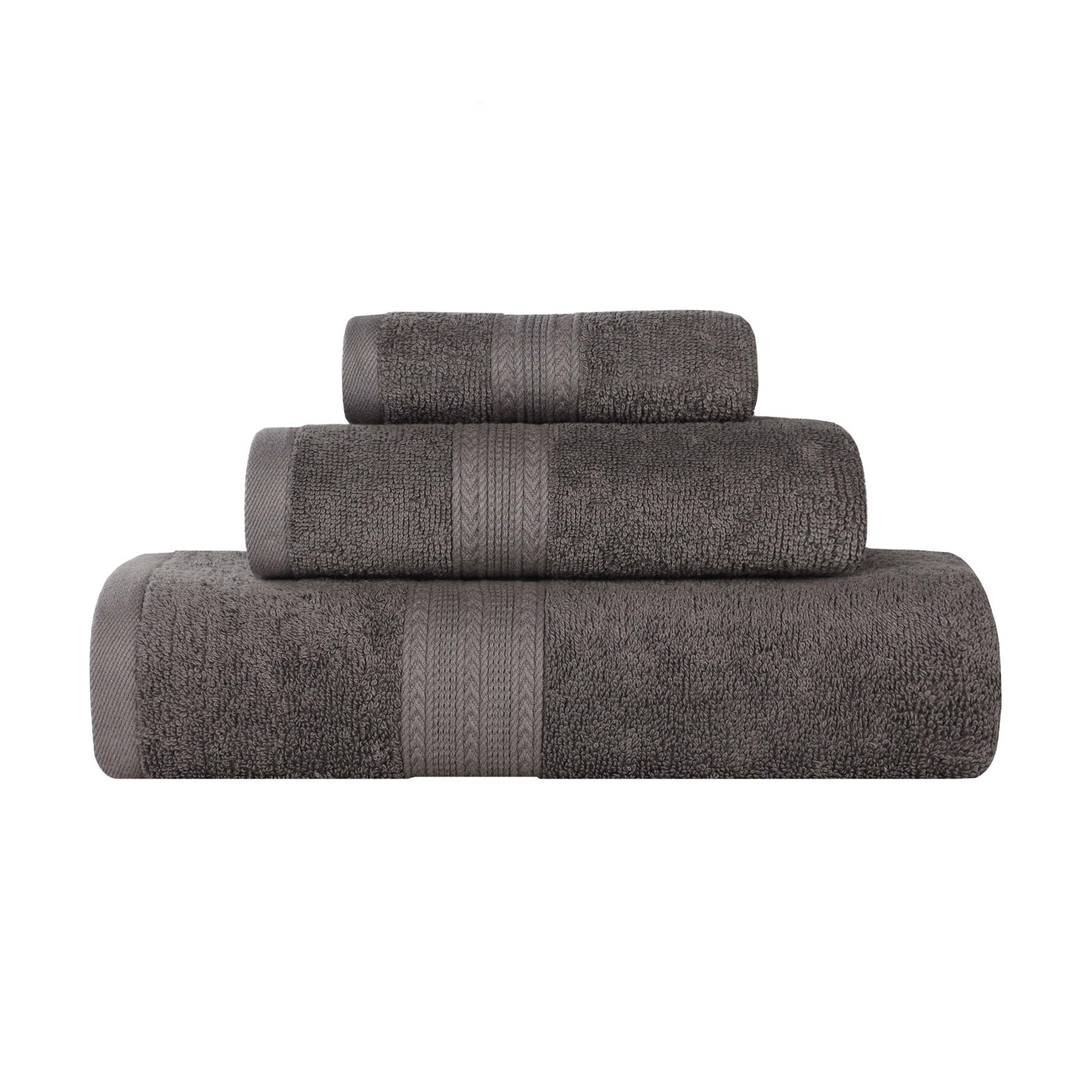 Asleigh 3-Piece Chevron Cotton Towel Set, Graphite