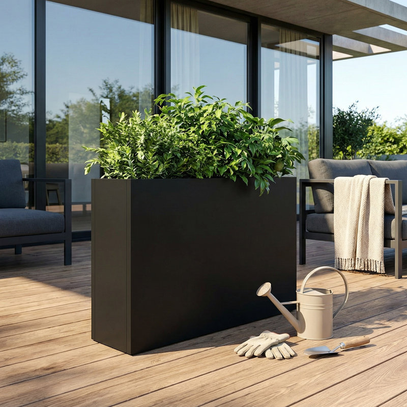 Jardinières rectangulaires en métal pour plantes d'extérieur, H 24 po x l 30 po x P 10 po