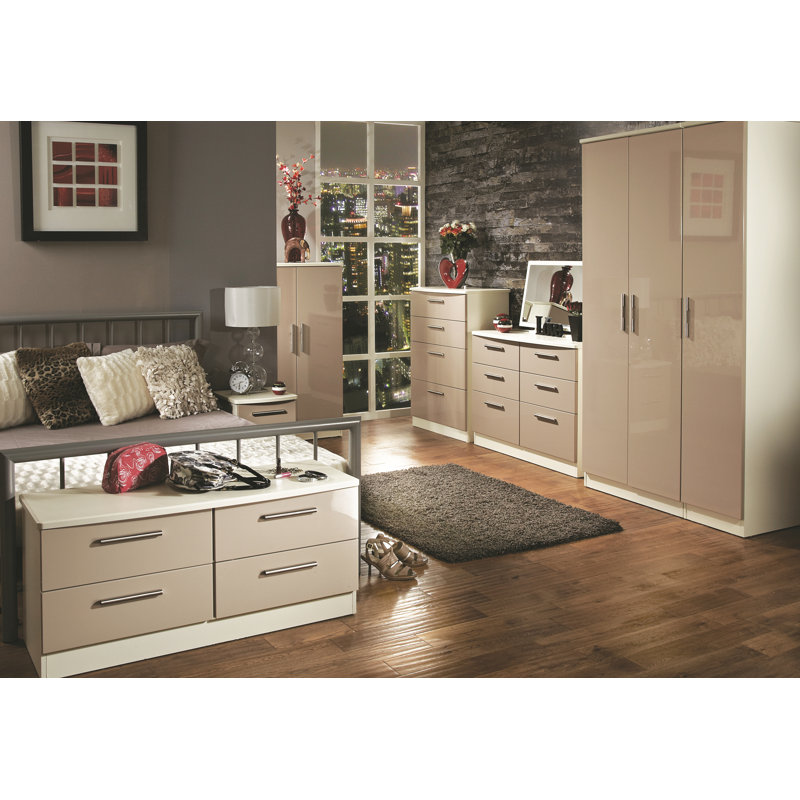 Fully Assembled Yvette 4 Drawer Chest, Cream/Mushroom