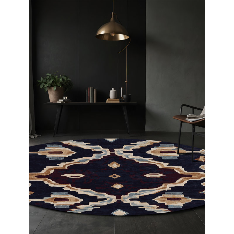 Machine Washable Purple Area Rug, Round 5'